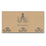 Octopus & Burlap Print Wall Mounted Coat Rack (Personalized)