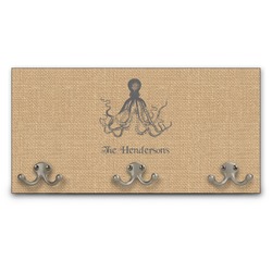 Octopus & Burlap Print Wall Mounted Coat Rack (Personalized)