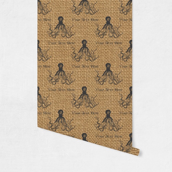 Octopus & Burlap Print Wallpaper on Wall