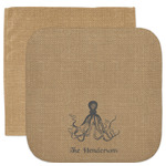 Octopus & Burlap Print Facecloth / Wash Cloth (Personalized)