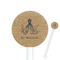 Octopus & Burlap Print 5.5" Round Plastic Stir Sticks - White - Single Sided (Personalized)