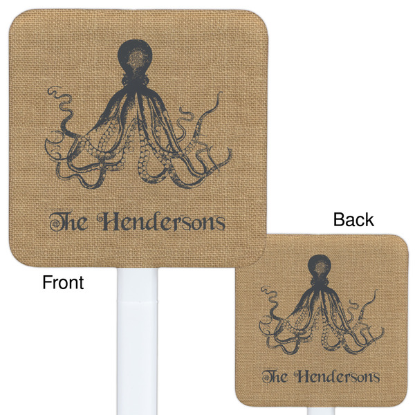 Octopus & Burlap Print White Plastic Stir Stick - Double Sided - Approval