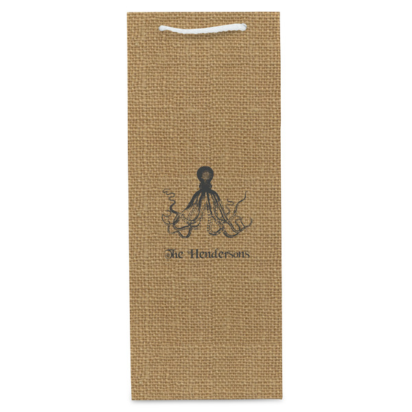 Octopus & Burlap Print Wine Gift Bag - Gloss - Front