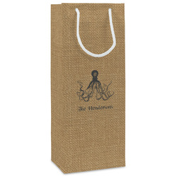 Octopus & Burlap Print Wine Gift Bags (Personalized)