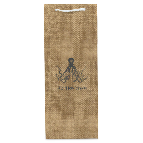 Octopus & Burlap Print Wine Gift Bag - Matte - Front