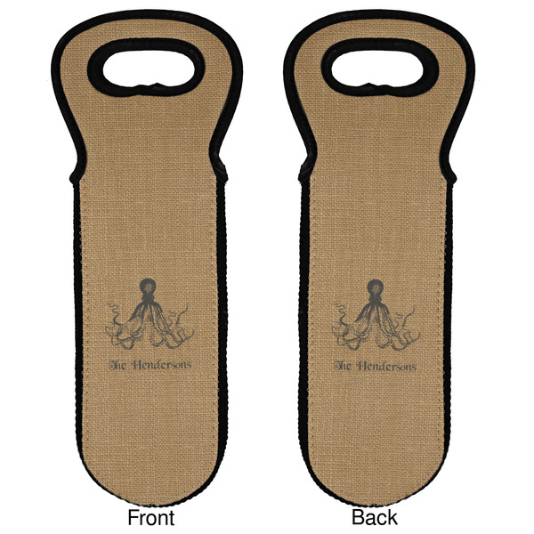 Octopus & Burlap Print Wine Tote Front & Back