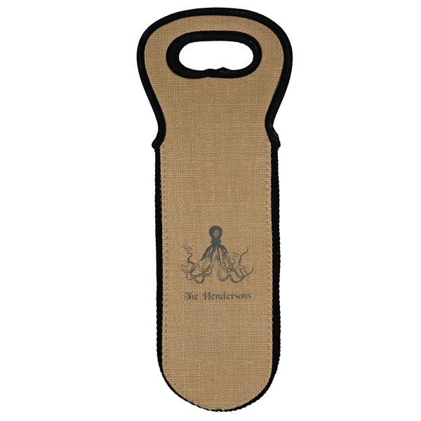 Custom Octopus & Burlap Print Wine Tote Bag (Personalized)