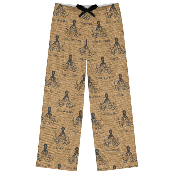 Custom Octopus & Burlap Print Womens Pajama Pants (Personalized)