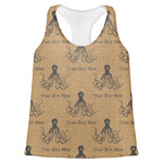 Octopus & Burlap Print Womens Racerback Tank Top - 2X Large (Personalized)
