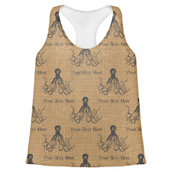 Octopus & Burlap Print Womens Racerback Tank Top (Personalized)