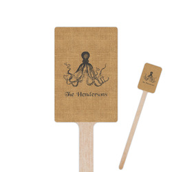 Octopus & Burlap Print 6.25" Rectangle Wooden Stir Sticks - Double Sided (Personalized)