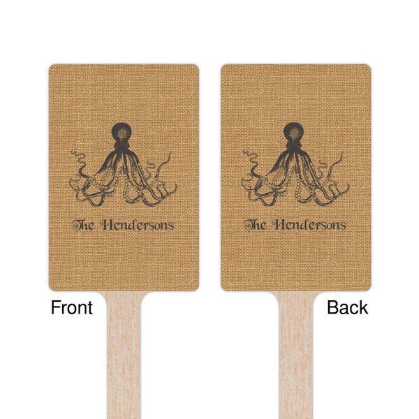 Octopus & Burlap Print Wooden 6.25" Stir Stick - Rectangular - Double Sided - Front & Back