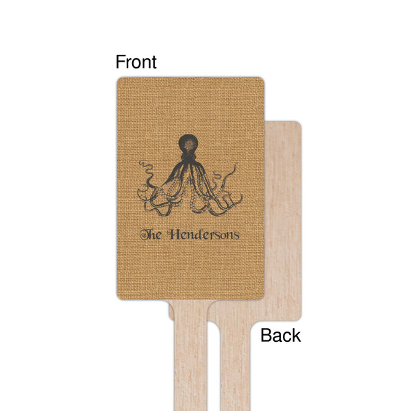 Octopus & Burlap Print Wooden 6.25" Stir Stick - Rectangular - Single - Front & Back