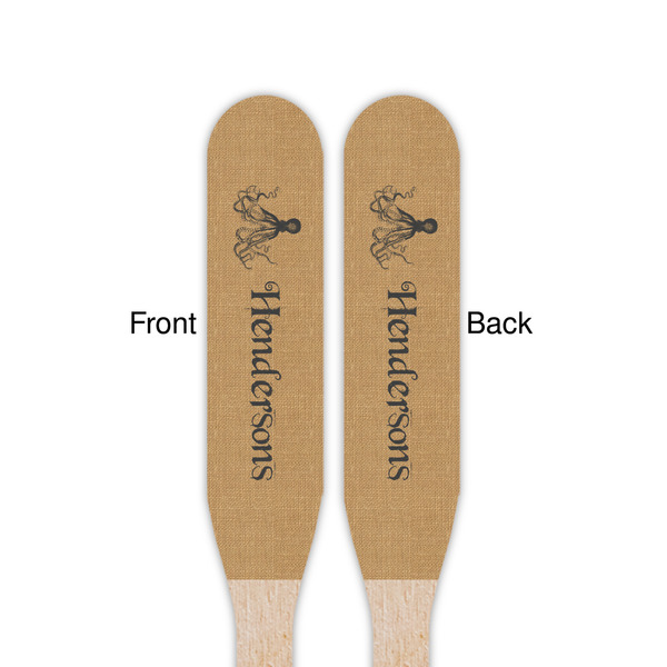 Octopus & Burlap Print Wooden Food Pick - Paddle - Double Sided - Front & Back