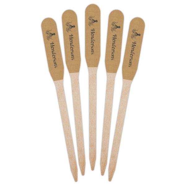 Octopus & Burlap Print Wooden Food Pick - Paddle - Fan View