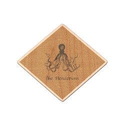 Octopus & Burlap Print Genuine Maple or Cherry Wood Sticker (Personalized)