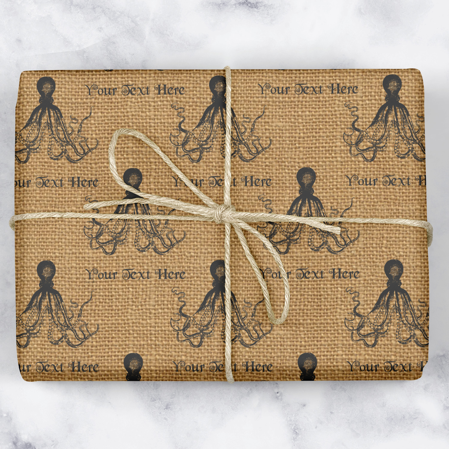 Custom Octopus & Burlap Print Wrapping Paper (Personalized