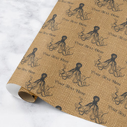 Octopus & Burlap Print Wrapping Paper Roll - Small (Personalized)
