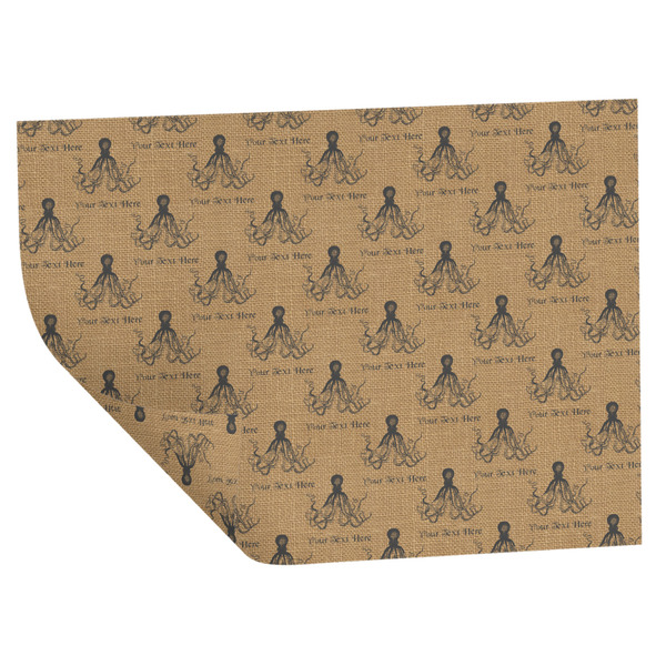 Octopus & Burlap Print Wrapping Paper Sheet - Double Sided - Folded