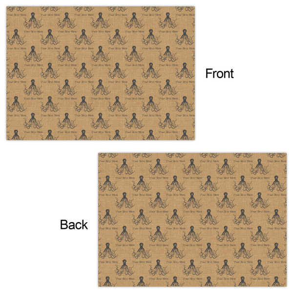 Octopus & Burlap Print Wrapping Paper Sheet - Double Sided - Front & Back