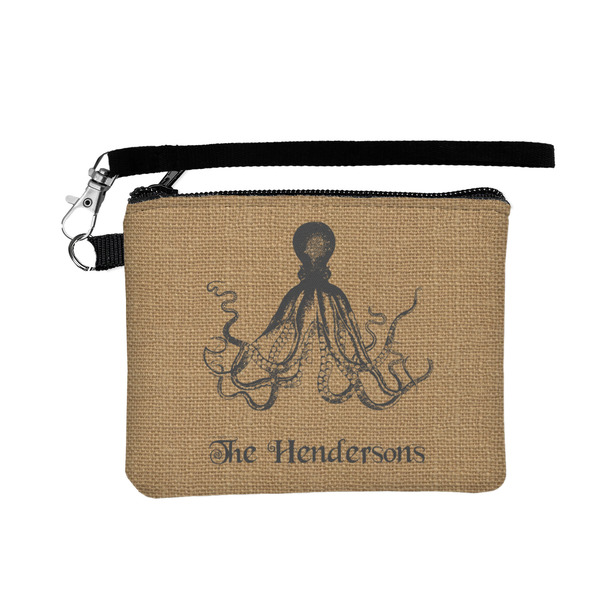 Custom Octopus & Burlap Print Wristlet ID Case w/ Name or Text