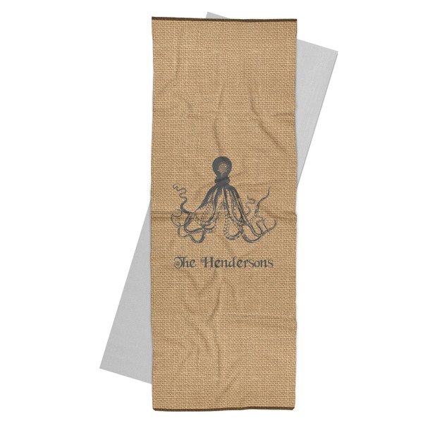 Custom Octopus & Burlap Print Yoga Mat Towel (Personalized)