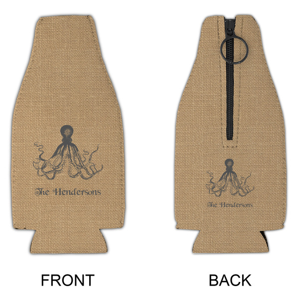 Octopus & Burlap Print Zipper Bottle Cooler - APPROVAL