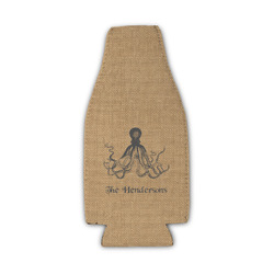 Octopus & Burlap Print Zipper Bottle Cooler (Personalized)