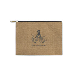 Octopus & Burlap Print Zipper Pouch - Small - 8.5"x6" (Personalized)