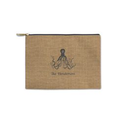 Octopus & Burlap Print Zipper Pouch - Small - 8.5"x6" (Personalized)
