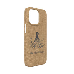 Octopus & Burlap Print iPhone Case - Plastic - iPhone 13 Mini (Personalized)