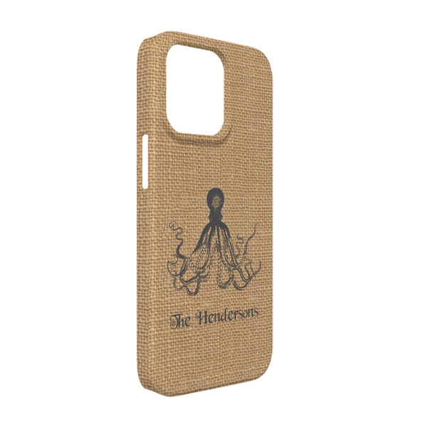 Custom Octopus & Burlap Print iPhone Case - Plastic - iPhone 13 Pro (Personalized)