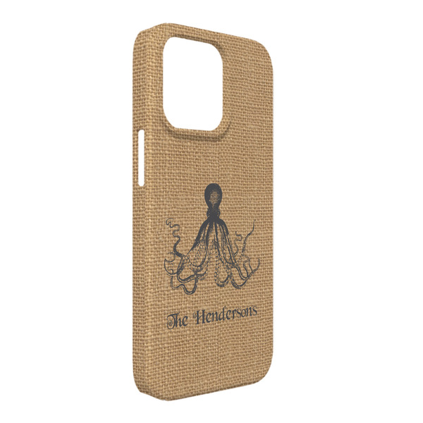Custom Octopus & Burlap Print iPhone Case - Plastic - iPhone 13 Pro Max (Personalized)