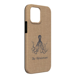 Octopus & Burlap Print iPhone Case - Rubber Lined - iPhone 13 Pro Max (Personalized)