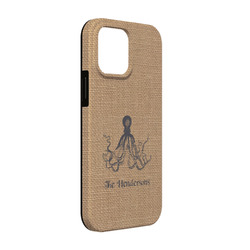 Octopus & Burlap Print iPhone Case - Rubber Lined - iPhone 13 Pro (Personalized)