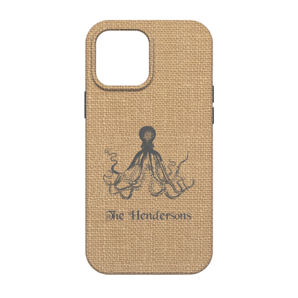Octopus & Burlap Print iPhone 13 Tough Case - Back