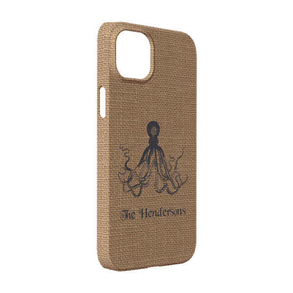 Custom Octopus & Burlap Print iPhone Case - Plastic - iPhone 14 (Personalized)