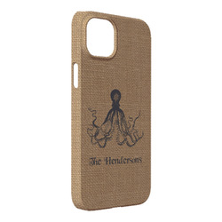 Octopus & Burlap Print iPhone Case - Plastic - iPhone 14 Plus (Personalized)