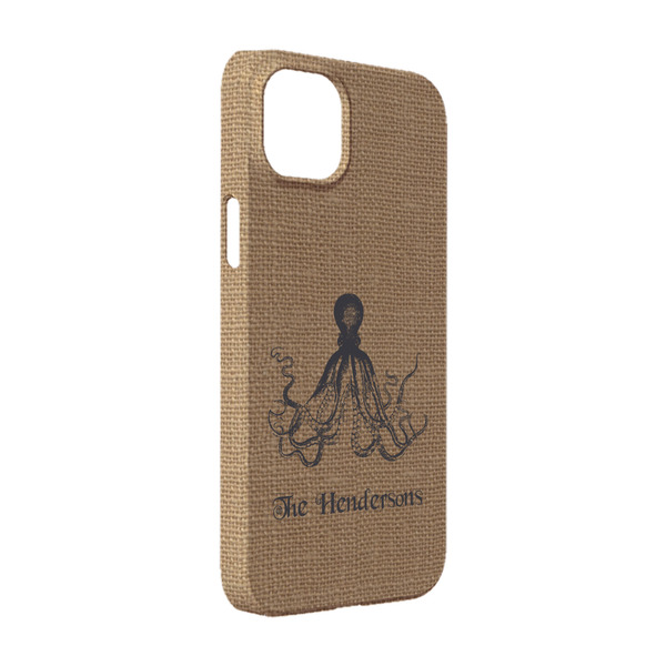Custom Octopus & Burlap Print iPhone Case - Plastic - iPhone 14 Pro (Personalized)