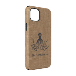 Octopus & Burlap Print iPhone Case - Rubber Lined - iPhone 14 (Personalized)