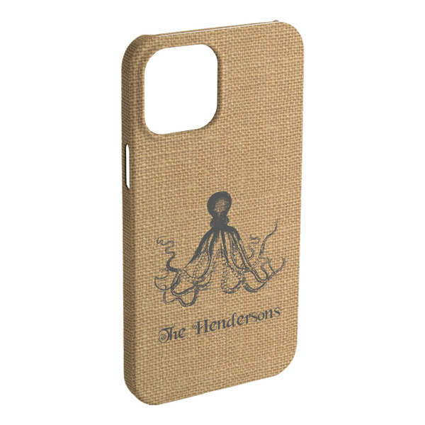 Custom Octopus & Burlap Print iPhone Case - Plastic - iPhone 15 Pro Max (Personalized)