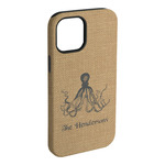 Octopus & Burlap Print iPhone Case - Rubber Lined (Personalized)