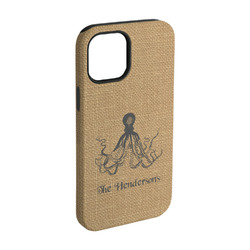Octopus & Burlap Print iPhone Case - Rubber Lined - iPhone 15 Pro (Personalized)