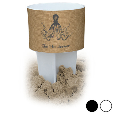 Octopus & Burlap Print Beach Spiker Drink Holder (Personalized)