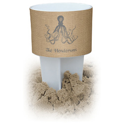 Octopus & Burlap Print Beach Spiker Drink Holder (Personalized)