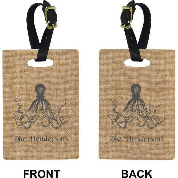Octopus & Burlap Rectangle Luggage Tag (Front + Back)