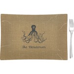 Octopus & Burlap Print Glass Rectangular Appetizer / Dessert Plate (Personalized)