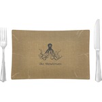 Octopus & Burlap Print Glass Rectangular Lunch / Dinner Plate (Personalized)