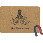 Octopus & Burlap Print Rectangular Fridge Magnet (Personalized)