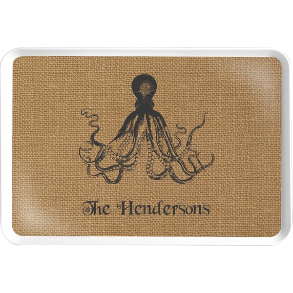 Custom Octopus & Burlap Print Serving Tray (Personalized)